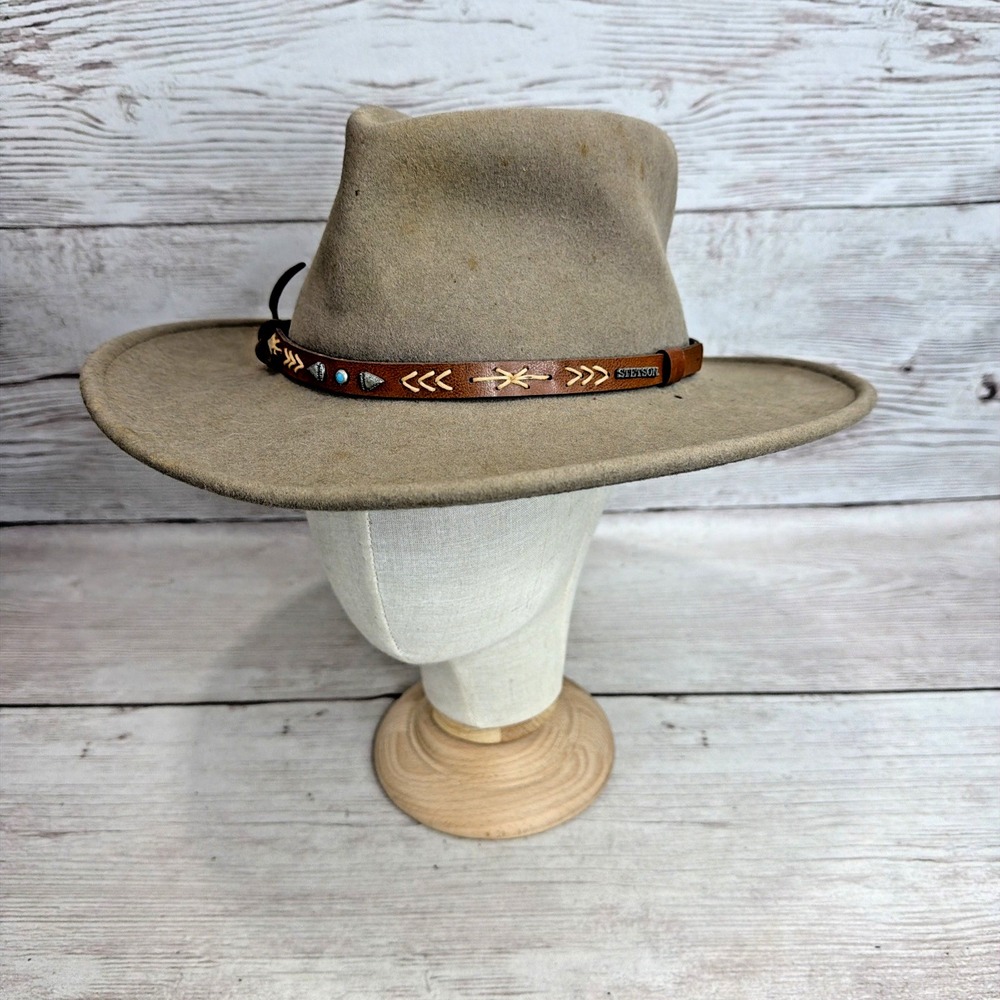 STETSON SANTA FE MEN'S Large HAT CRUSHABLE 100% WOOL WATER REPELLENT USA
